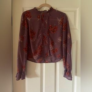 Purple Floral Cropped Blouse Mason & Belle